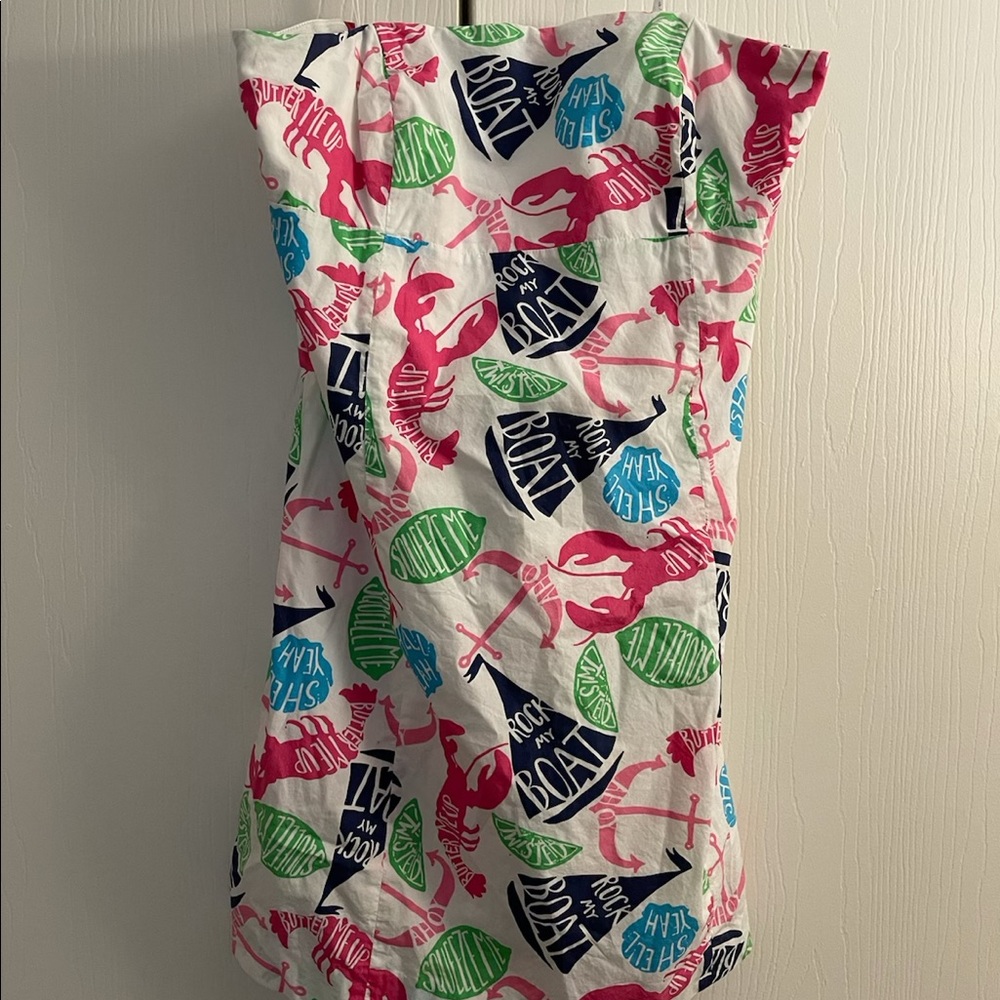 Lilly Pulitzer strapless nautical theme dress